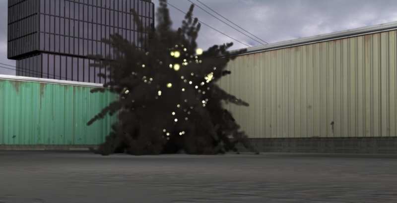Video still for Explosion, an animation by Rupert Nesbitt