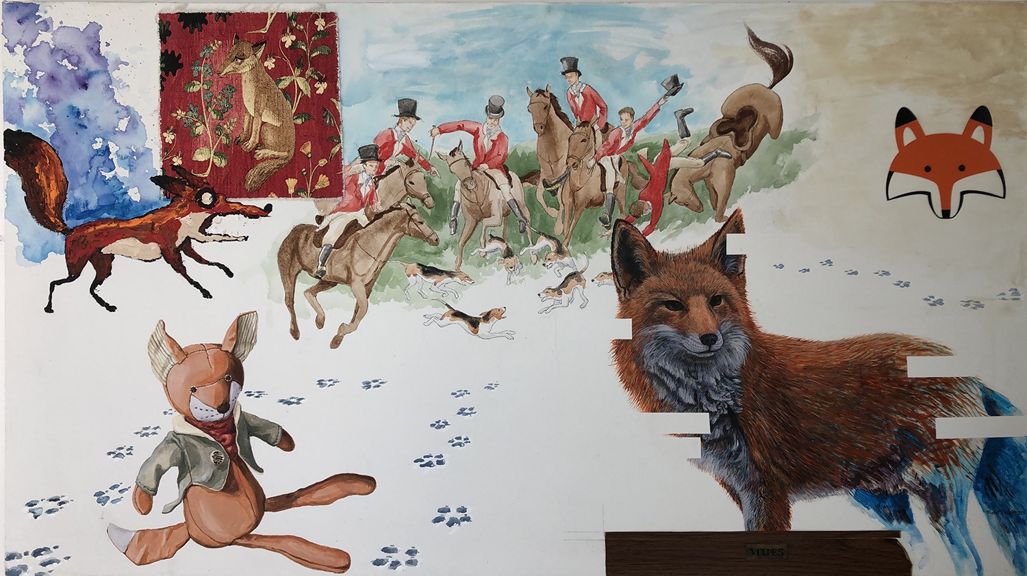 The Elusive Fox, a mixed media painting by Rupert Nesbitt