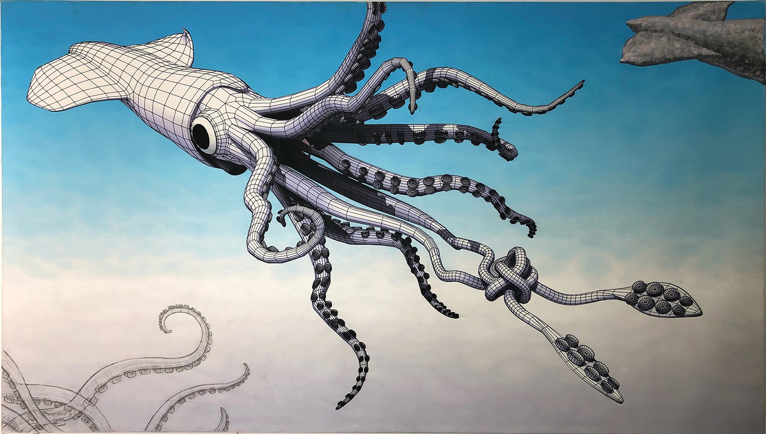 The Elusive Kraken, a mixed media painting by Rupert Nesbitt